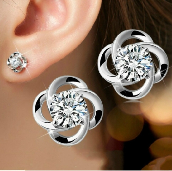Jewelry - Silver Tone CZ Stud Earrings